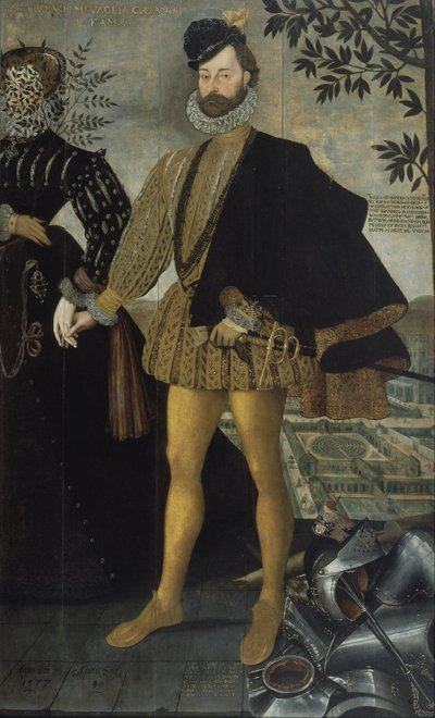 British School - Portræt af George Delves og en kvindelig ledsager af Unbekannt Unbekannt